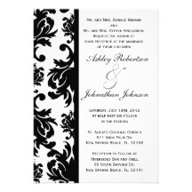 Black and White Damask wedding invite