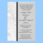 Black and White Damask wedding invite invitations
