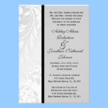 Black and White Damask wedding invite invitations