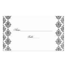 Black and White Damask Wedding Place Cards Business Card
