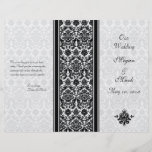 Black and White Damask Wedding Program Flyer Design