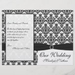 Black and White Damask Wedding Program Flyer