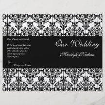 Black and White Damask Wedding Program Custom Flyer
