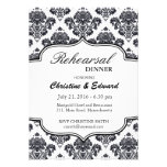 Black and White Damask Wedding Rehearsal Dinner invitations