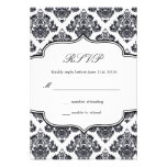 Black and White Damask Wedding Response Card invitations