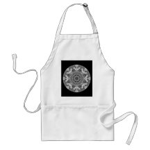 Black and White Decorative Round Pattern. Apron