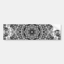 Black and White Decorative Round Pattern. Bumper Stickers