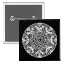 Black and White Decorative Round Pattern. Pinback Button