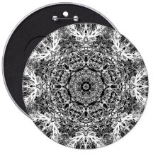 Black and White Decorative Round Pattern. Pinback Button