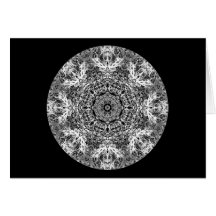 Black and White Decorative Round Pattern. Greeting Cards