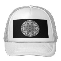 Black and White Decorative Round Pattern. Hats