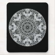 Black and White Decorative Round Pattern. Mousepads