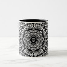 Black and White Decorative Round Pattern. Coffee Mug