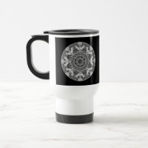 Black and White Decorative Round Pattern. Mugs