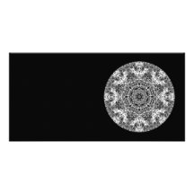 Black and White Decorative Round Pattern. Photo Card Template
