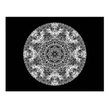 Black and White Decorative Round Pattern. Post Card
