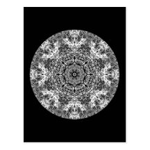 Black and White Decorative Round Pattern. Postcards