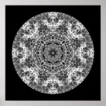 Black and White Decorative Round Pattern. Posters
