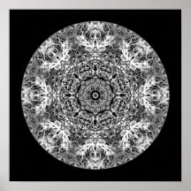 Black and White Decorative Round Pattern. Posters
