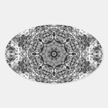 Black and White Decorative Round Pattern. Stickers
