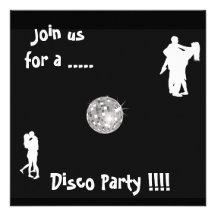 Black and White Disco Party invitation