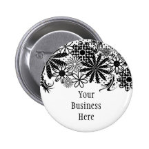 Black And White Dotted Flowers Button