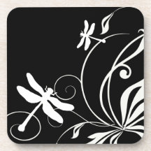 Black and White Dragonfly Coasters