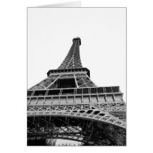 Black and White Eiffel Tower Greeting Card