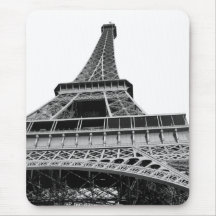 Black and White Eiffel Tower Mousepad