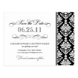 Black and White Elegant Damask Save the Date Post Cards