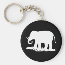 Black and White Elephant Silhouette Key Chains