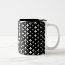 Black and White Fleur de Lis Pattern Coffee Mug