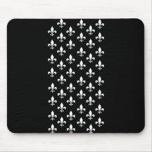 Black and White Fleur de Lis Pattern Mousepads