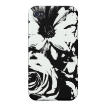 Black and White Floral Graphic iPhone Cover iPhone 4 Cover