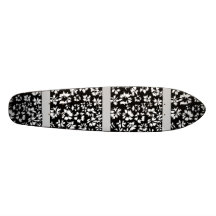 Black and white floral pattern. Funky. Skateboards