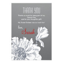 Black and White Floral Thank You Card