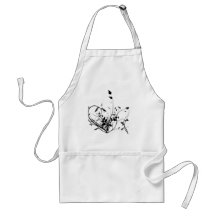 Black And White Flowers Aprons