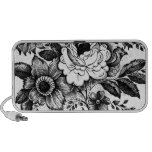 Black and White Flowers Floral Bouquet Travelling Speaker