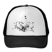 Black And White Flowers Mesh Hat