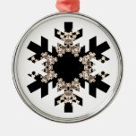 Black and White Fractal Art Snowflakes Christmas Ornaments
