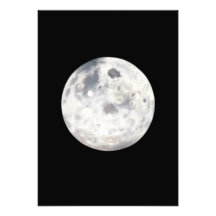 Black and White Full Moon Oil Painting Photographic Print