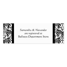Black and White Gift Registry Insert Cards Business Card