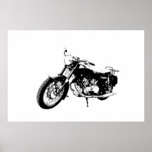 Black and White Graphic Motorcycle Poster