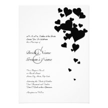 Black and White Hearts Wedding Invitation
