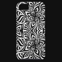 Black and White Ink Fractal Flowers casemate cases