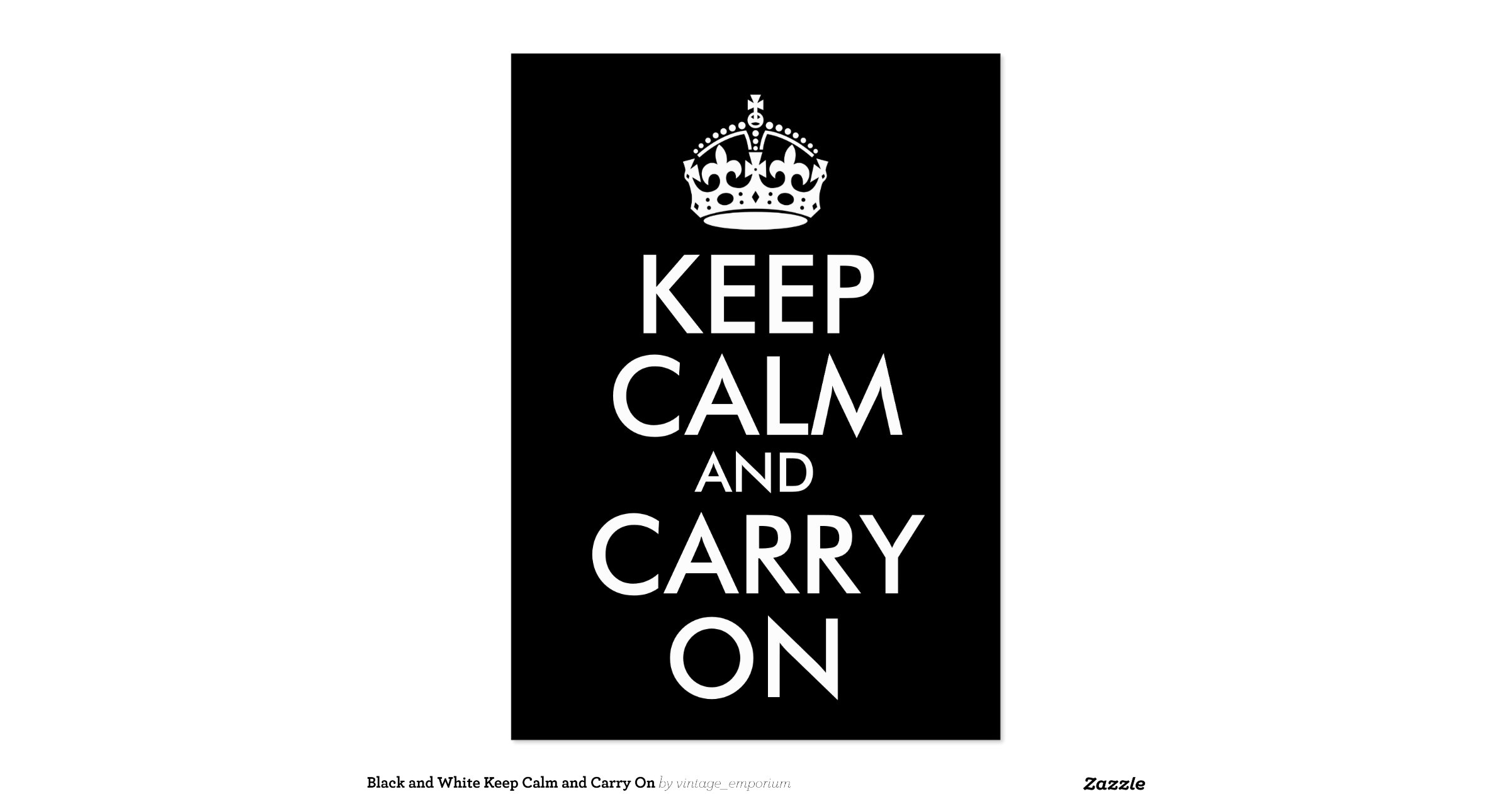 Black and White Keep Calm and Carry On Pack Of Chubby ...