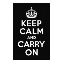 Black and White Keep Calm and Carry On Custom Stationery