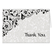 Black and White Lace Thank You Cards