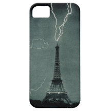 Black and White Lightning Strike Eiffel Tower Case iPhone 5 Covers