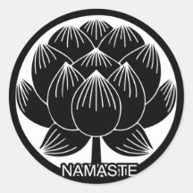 Black and White Lotus Namaste Stickers